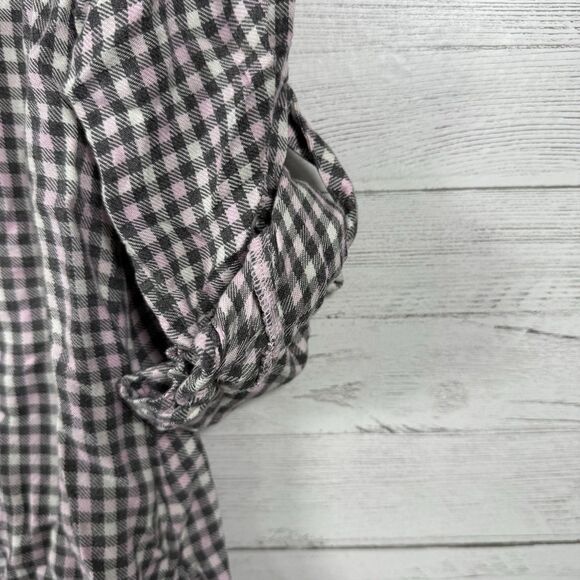 Talbots Womens Size Medium Pink Gray Viscose Plaid Casual Button Down Flannel - Picture 3 of 6